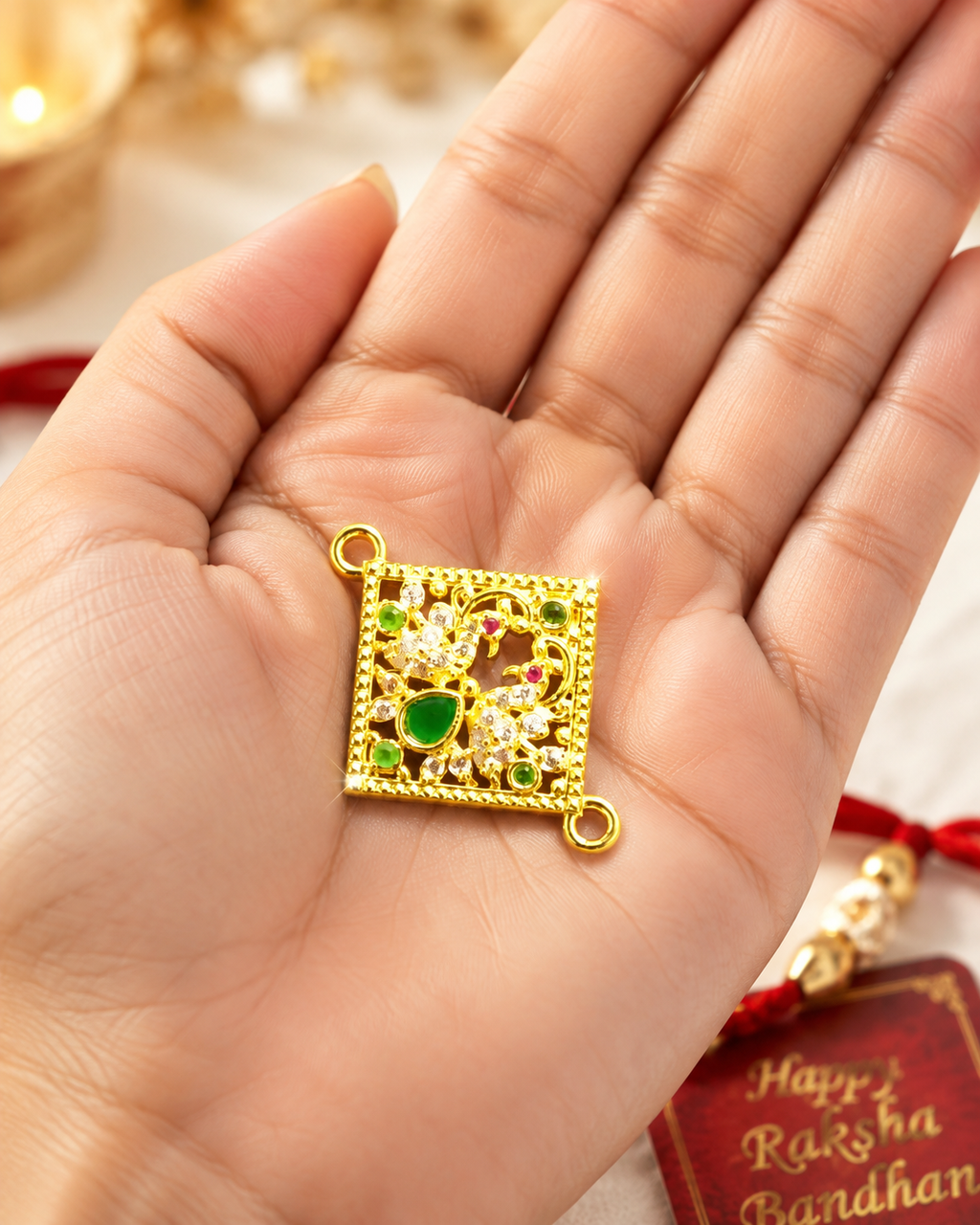 CZ Stone Peacock Rakhi