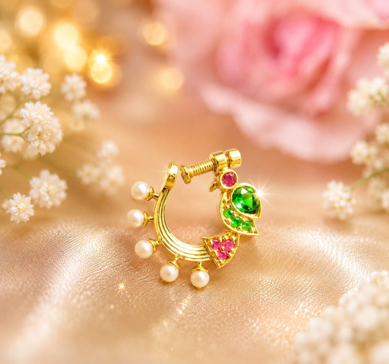 CZ Peacock Nut Nose Ring