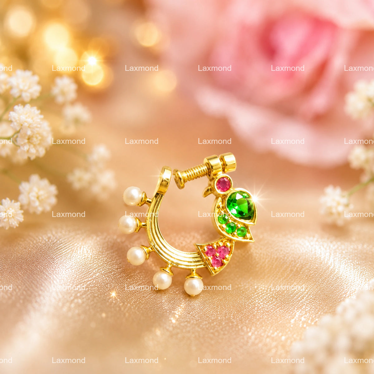 CZ Peacock Nut Nose Ring