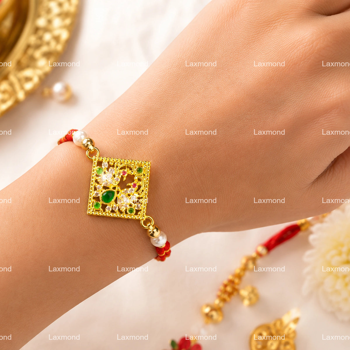 CZ Stone Peacock Rakhi